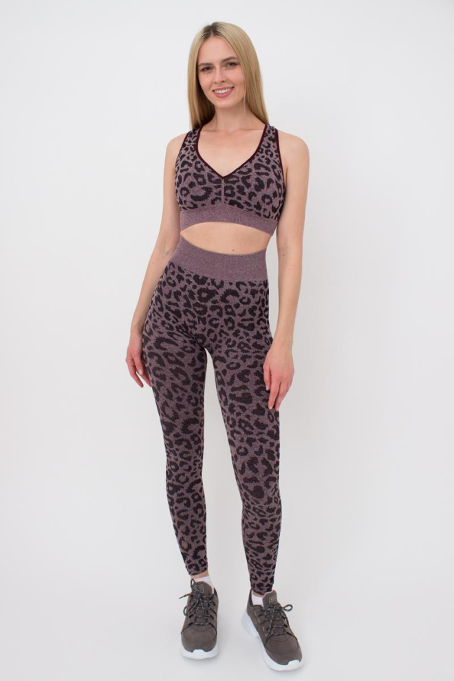 Легінси з анімалістичним принтом LEGGINGS ANIMAL MELANGE 03 Giulia (marsala), бордовий
