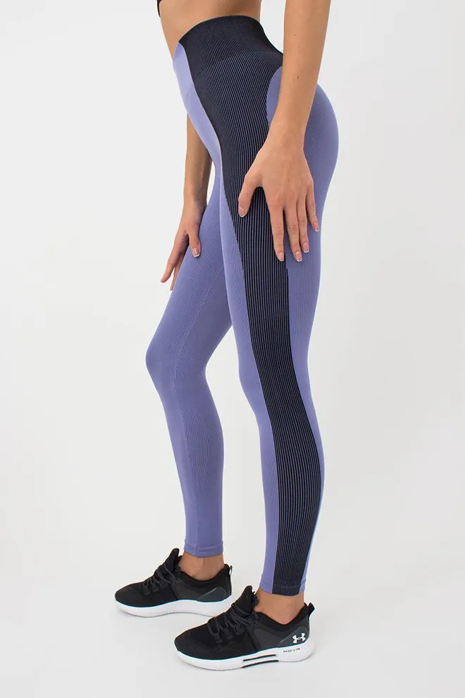 Спортивні легінси безшовні зі вставкою в рубчик LEGGINGS COLOR BLOCK Giulia (very peri), фіолетовий