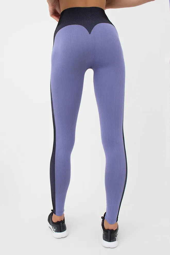 Спортивні легінси безшовні зі вставкою в рубчик LEGGINGS COLOR BLOCK Giulia (very peri), фіолетовий