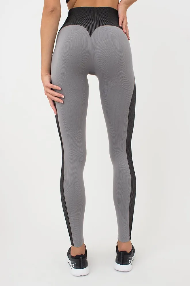 Спортивні легінси безшовні зі вставкою в рубчик LEGGINGS COLOR BLOCK Giulia (ultimate grey), сірий