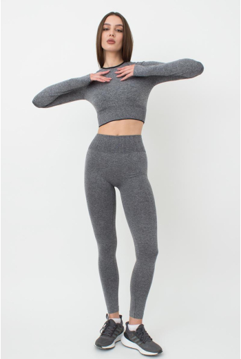 Легінси спортивні з широким поясом у рубчик Leggings Free Melange Giulia (nero), чорний