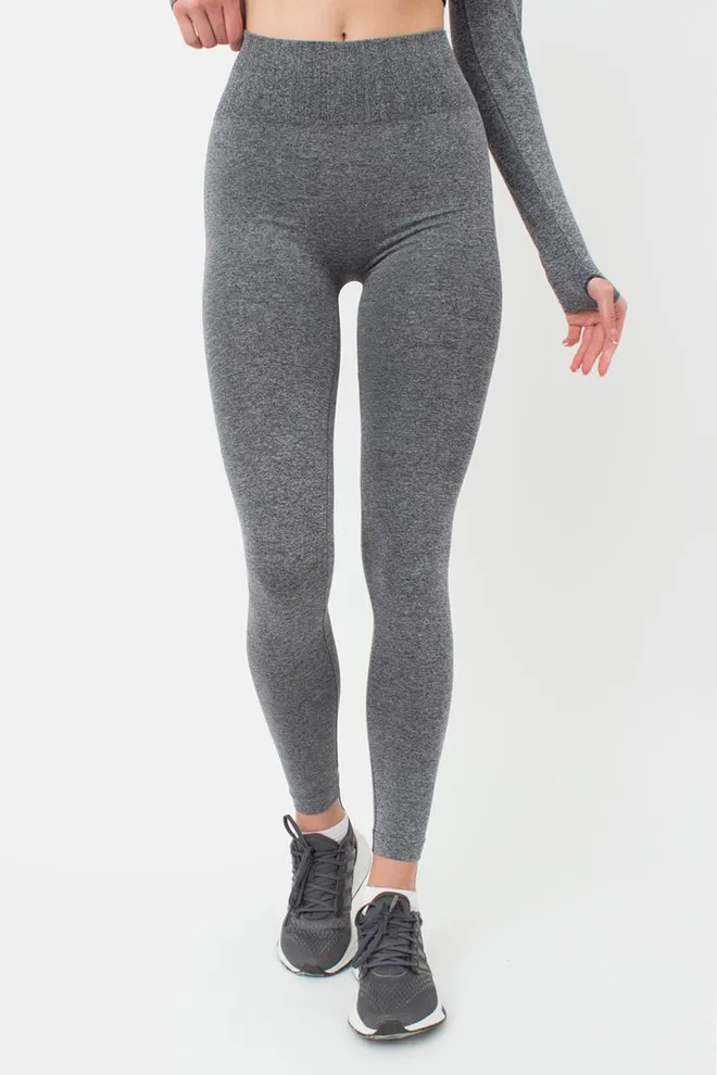 Легінси спортивні з широким поясом у рубчик Leggings Free Melange Giulia (nero), чорний