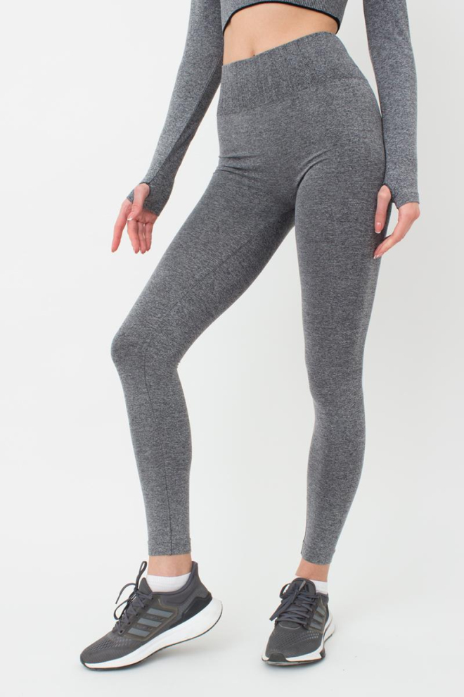 Легінси спортивні з широким поясом у рубчик Leggings Free Melange Giulia (nero), чорний