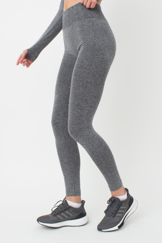 Легінси спортивні з широким поясом у рубчик Leggings Free Melange Giulia (nero), чорний