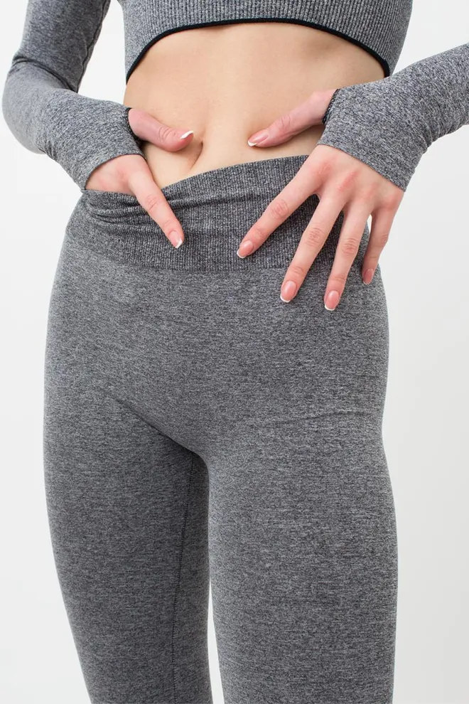 Легінси спортивні з широким поясом у рубчик Leggings Free Melange Giulia (nero), чорний