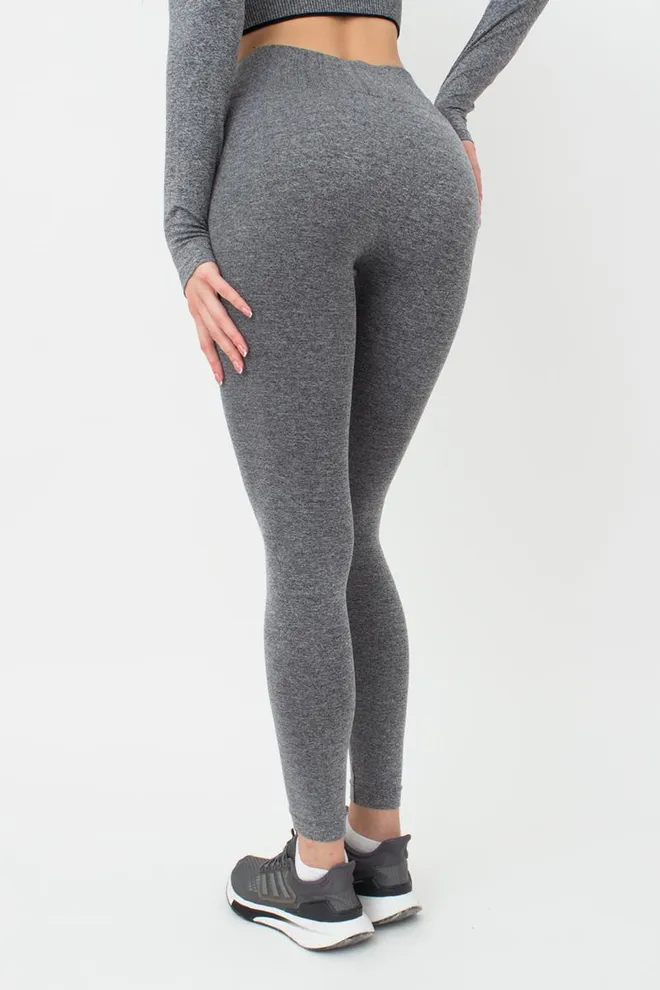 Легінси спортивні з широким поясом у рубчик Leggings Free Melange Giulia (nero), чорний