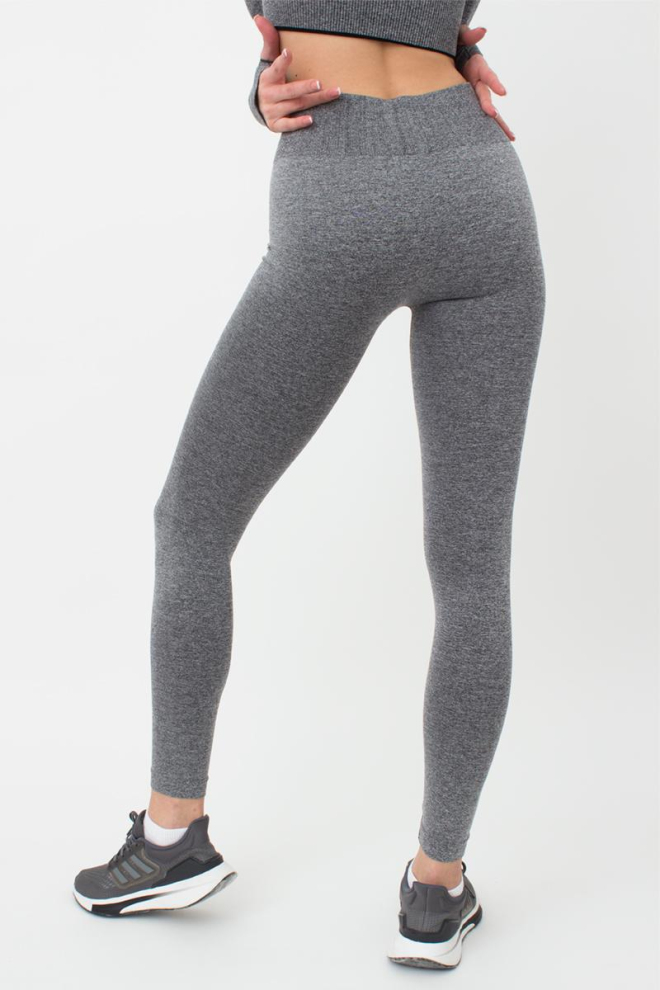 Легінси спортивні з широким поясом у рубчик Leggings Free Melange Giulia (nero), чорний