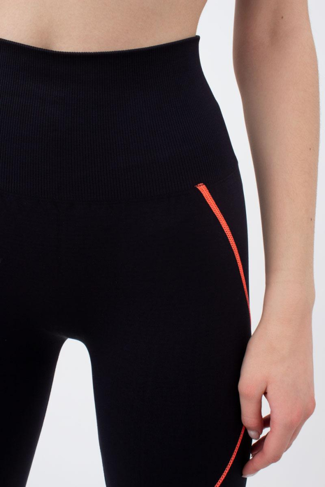 Легінси спортивні безшовні Leggins neon stripe Giulia (black/orange neon)