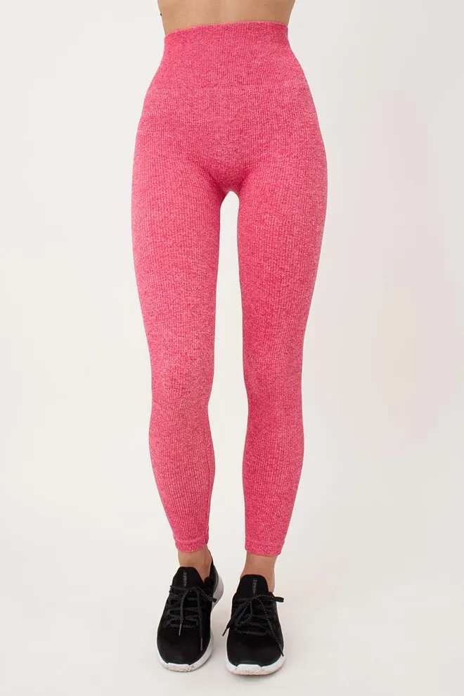 Леггинсы спортивные в рубчик Leggings Rib Melange Giulia (viva magenta)
