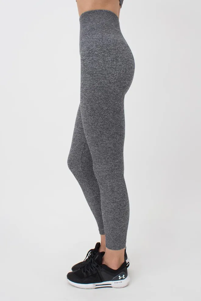 Леггинсы спортивные в рубчик Leggings Rib Melange Giulia (black), черный