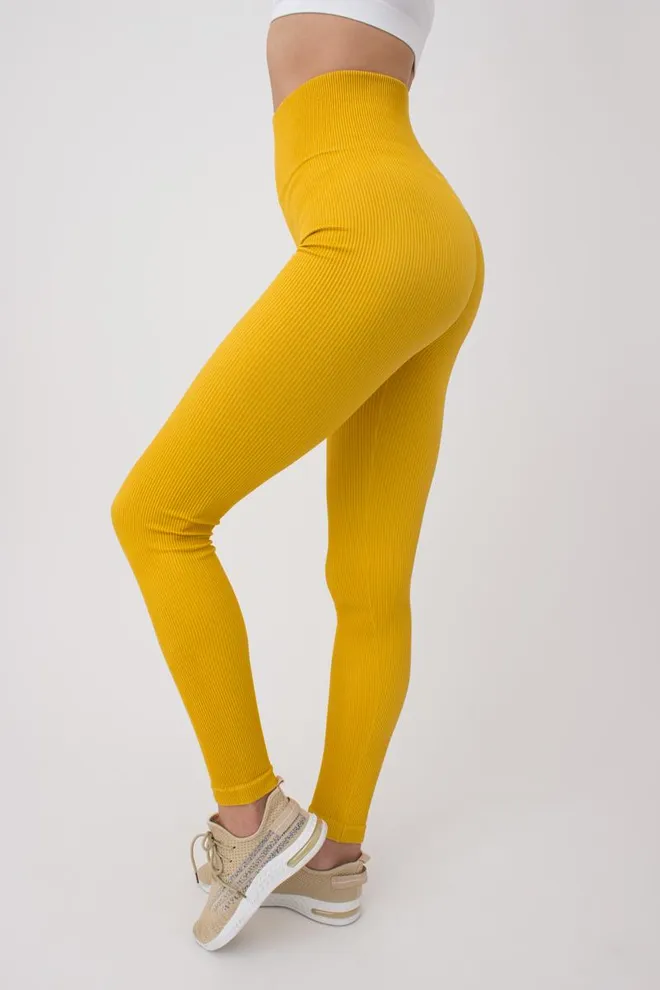 Легінси спортивні в рубчик з моделюючим швом LEGGINGS RIB Giulia (honey), жовтий