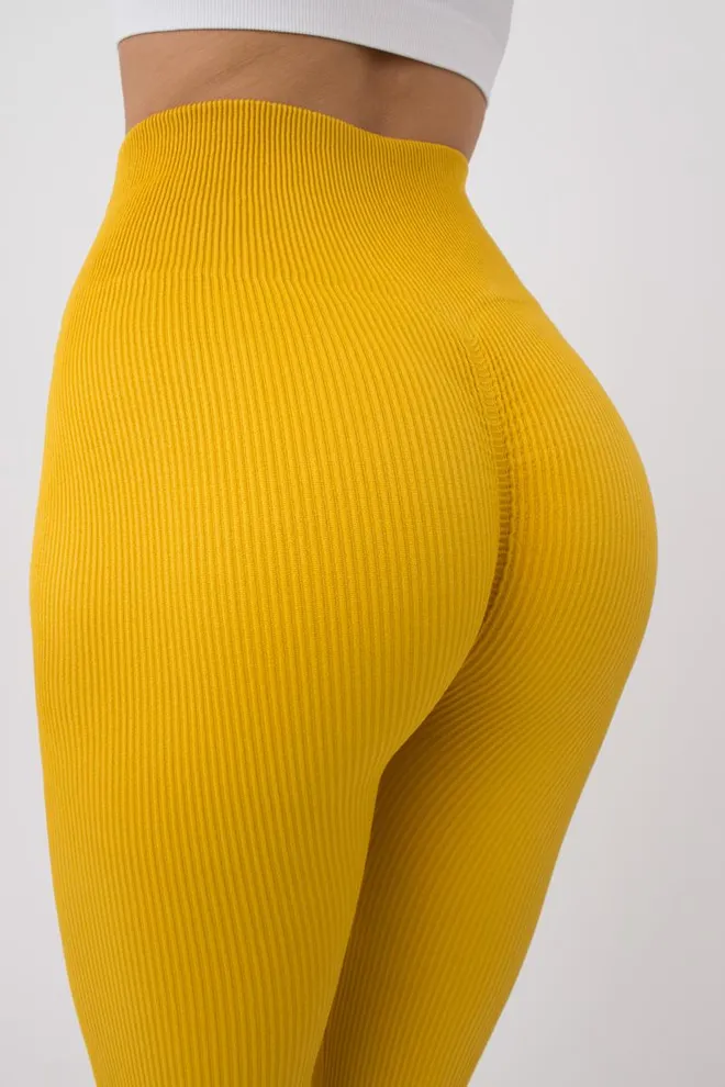 Легінси спортивні в рубчик з моделюючим швом LEGGINGS RIB Giulia (honey), жовтий