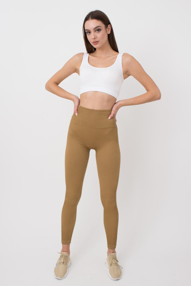Легінси спортивні в рубчик з моделюючим швом LEGGINGS RIB Giulia (ermine), коричневий