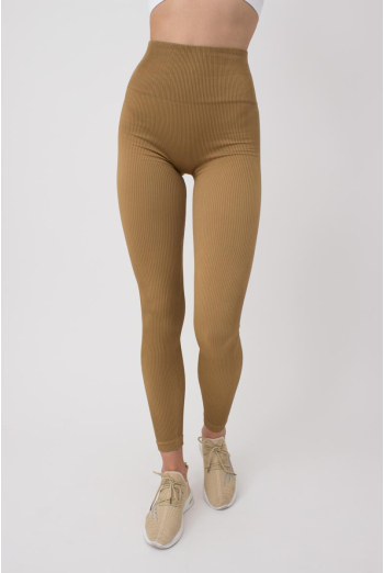 Легінси спортивні в рубчик з моделюючим швом LEGGINGS RIB Giulia (ermine), коричневий