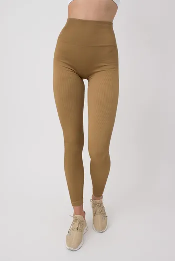 Легінси спортивні в рубчик з моделюючим швом LEGGINGS RIB Giulia (ermine), коричневий