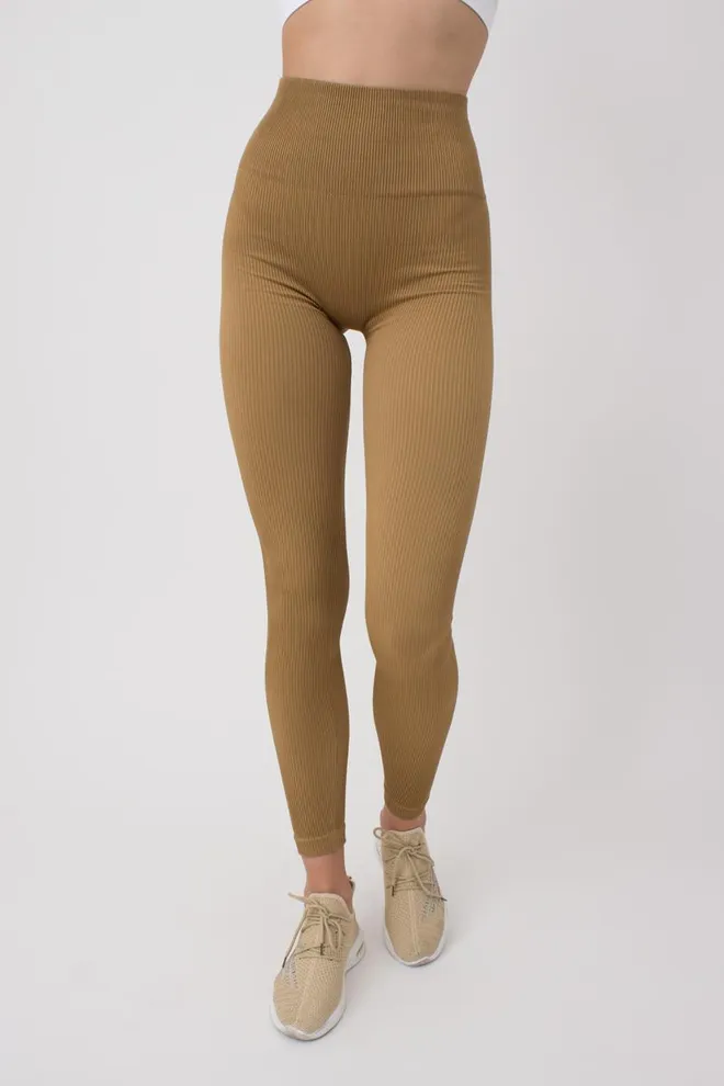 Легінси спортивні в рубчик з моделюючим швом LEGGINGS RIB Giulia (ermine), коричневий