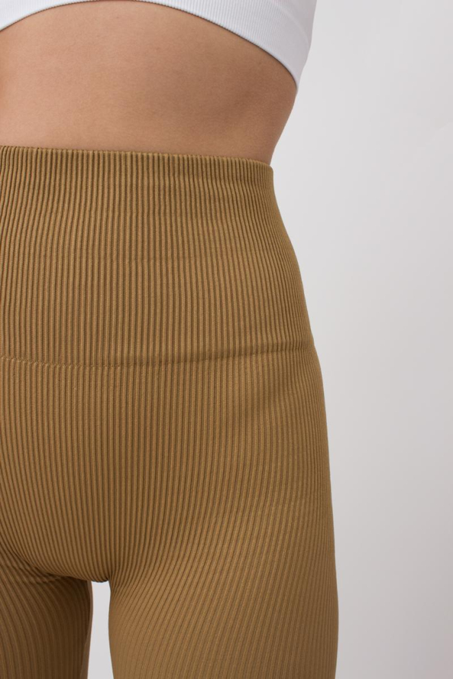 Легінси спортивні в рубчик з моделюючим швом LEGGINGS RIB Giulia (ermine), коричневий