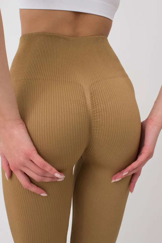 Легінси спортивні в рубчик з моделюючим швом LEGGINGS RIB Giulia (ermine), коричневий