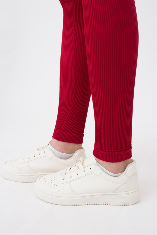 Леггинсы спортивные в рубчик с моделирующим швом LEGGINGS RIB Giulia (winery), бордовый