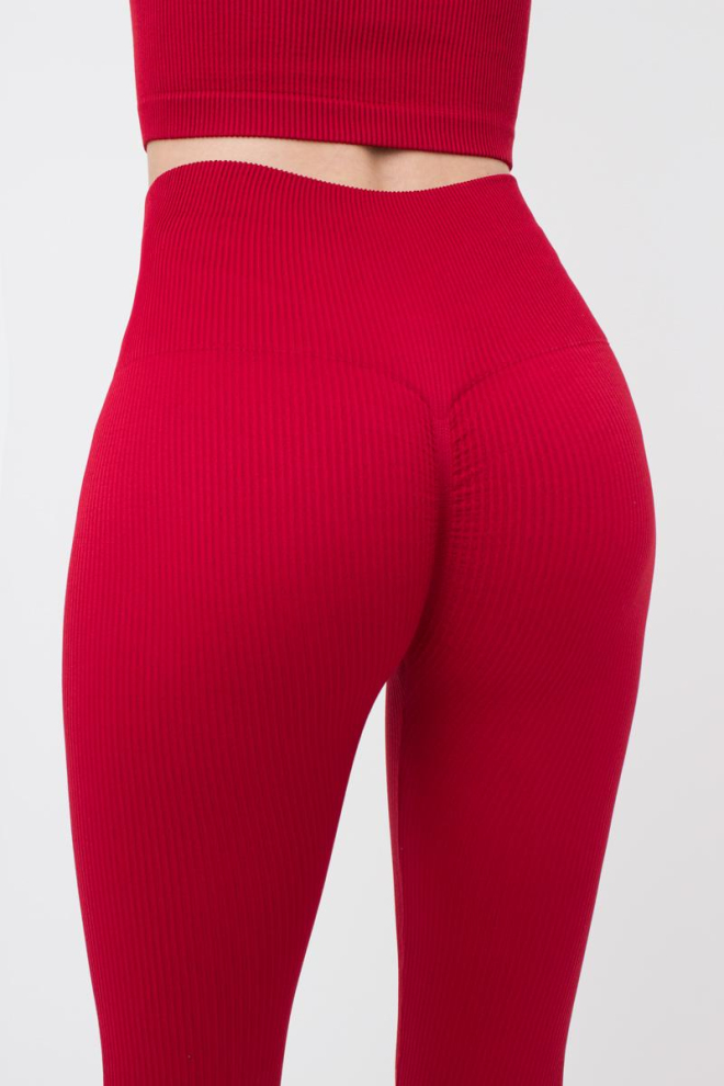Леггинсы спортивные в рубчик с моделирующим швом LEGGINGS RIB Giulia (winery), бордовый