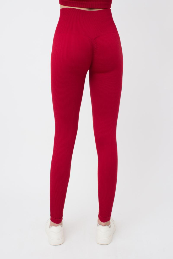 Леггинсы спортивные в рубчик с моделирующим швом LEGGINGS RIB Giulia (winery), бордовый