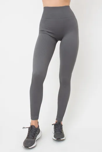 Леггинсы спортивные в рубчик с моделирующим швом LEGGINGS RIB Giulia (poppy seed), серый