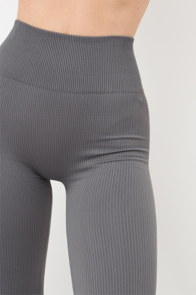 Легінси спортивні в рубчик з моделюючим швом LEGGINGS RIB Giulia (poppy seed), сірий