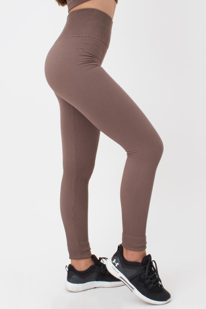 Легінси спортивні в рубчик з моделюючим швом LEGGINGS RIB Giulia (deep taupe), коричневий