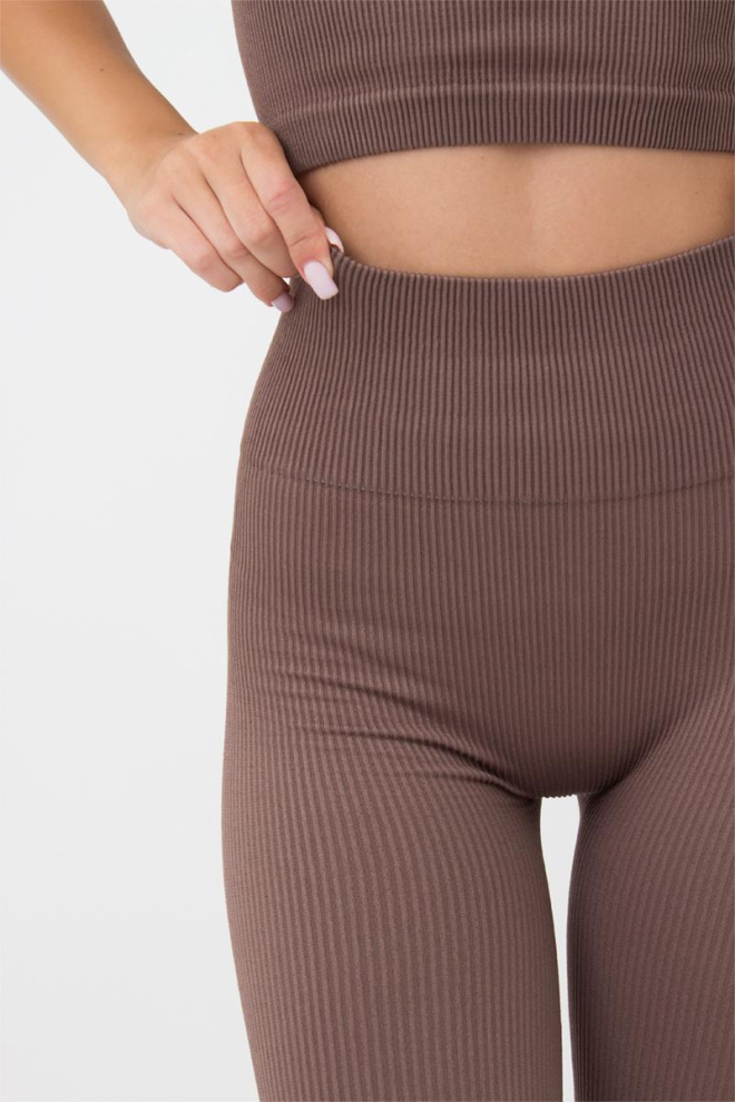 Легінси спортивні в рубчик з моделюючим швом LEGGINGS RIB Giulia (deep taupe), коричневий