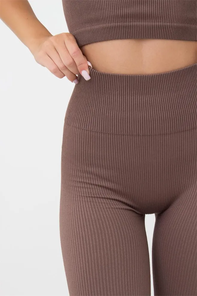 Легінси спортивні в рубчик з моделюючим швом LEGGINGS RIB Giulia (deep taupe), коричневий