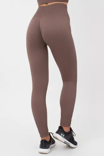 Легінси спортивні в рубчик з моделюючим швом LEGGINGS RIB Giulia (deep taupe), коричневий