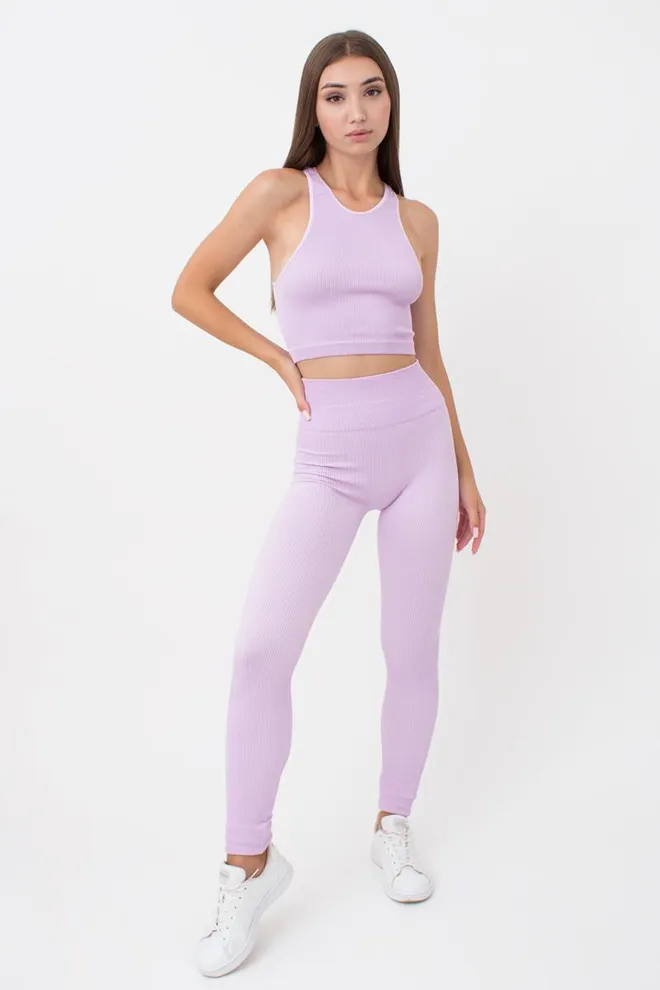 Легінси спортивні в рубчик з моделюючим швом LEGGINGS RIB Giulia (orchid bloom), фіолетовий