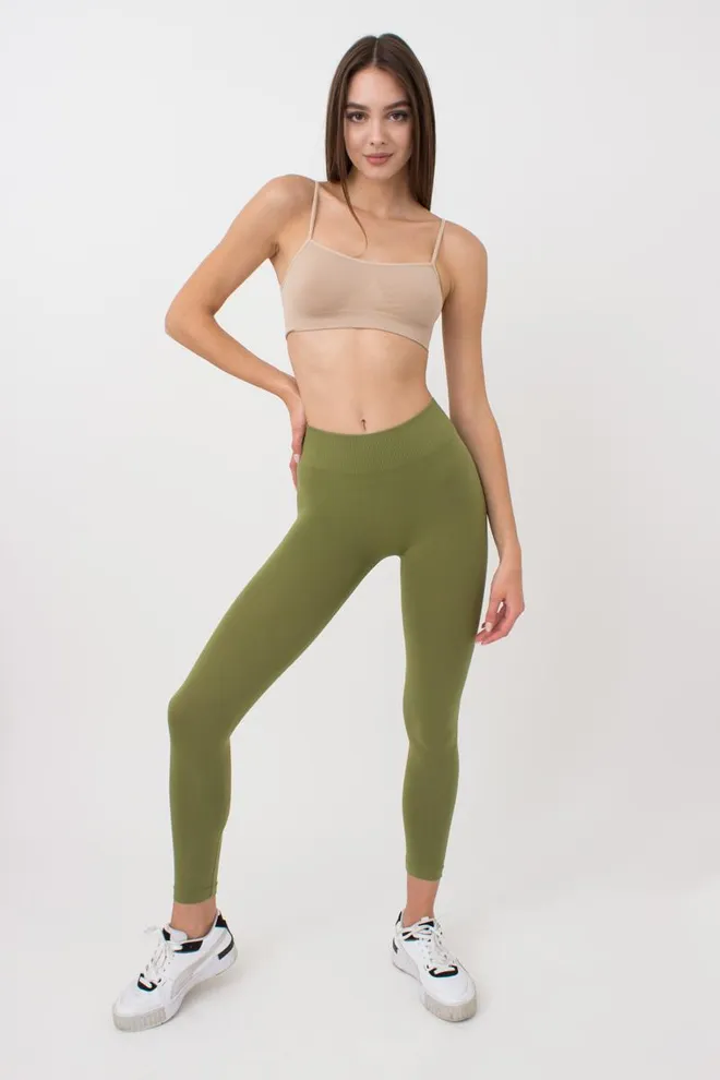 Безшовні легінси з мікрофібри LEGGINGS Giulia (olive branch), зелений