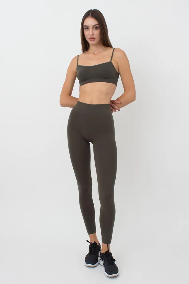 Безшовні легінси з мікрофібри LEGGINGS Giulia (khaki), зелений