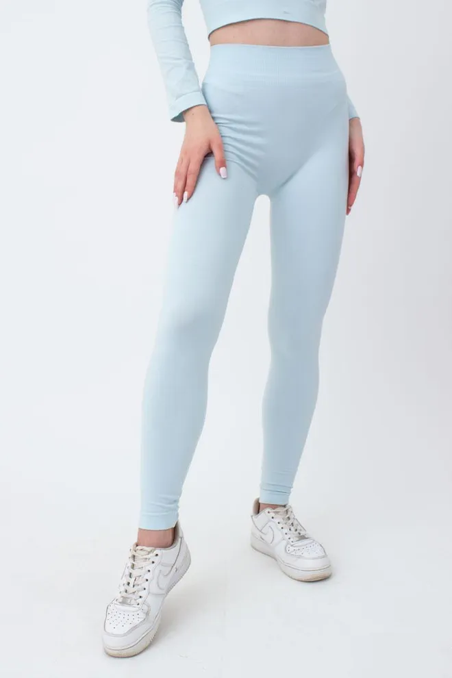 Безшовні спортивні легінси з мікрофібри LEGGINGS 02 Giulia (spun sugar), блакитний