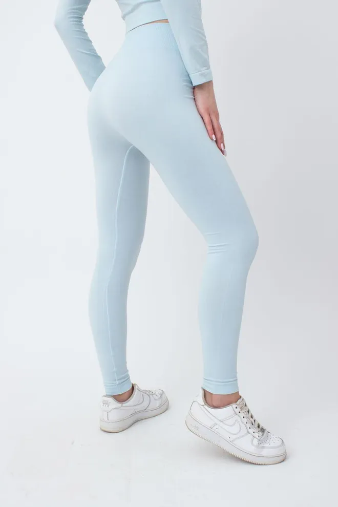 Безшовні спортивні легінси з мікрофібри LEGGINGS 02 Giulia (spun sugar), блакитний