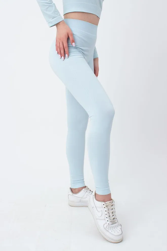 Безшовні спортивні легінси з мікрофібри LEGGINGS 02 Giulia (spun sugar), блакитний
