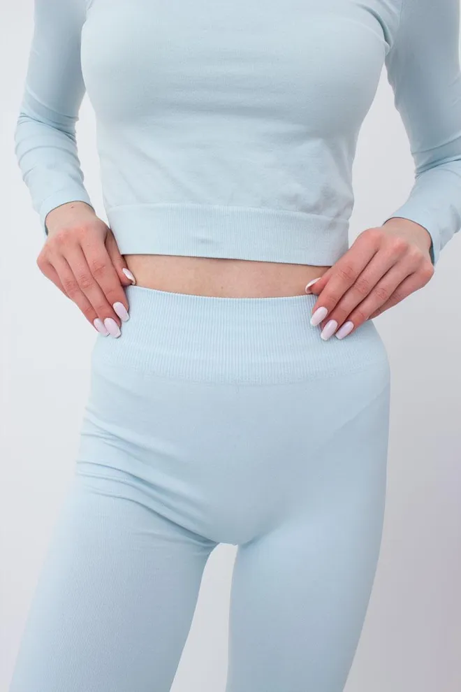 Безшовні спортивні легінси з мікрофібри LEGGINGS 02 Giulia (spun sugar), блакитний