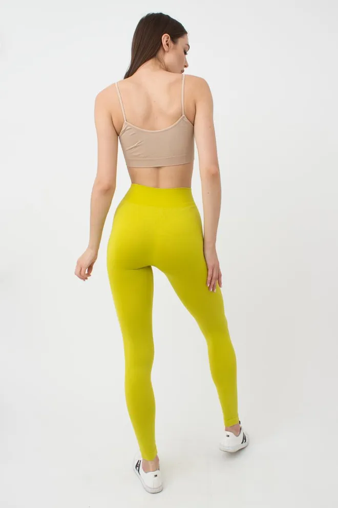 Безшовні спортивні легінси з мікрофібри LEGGINGS 02 Giulia (fragile sprout), зелений