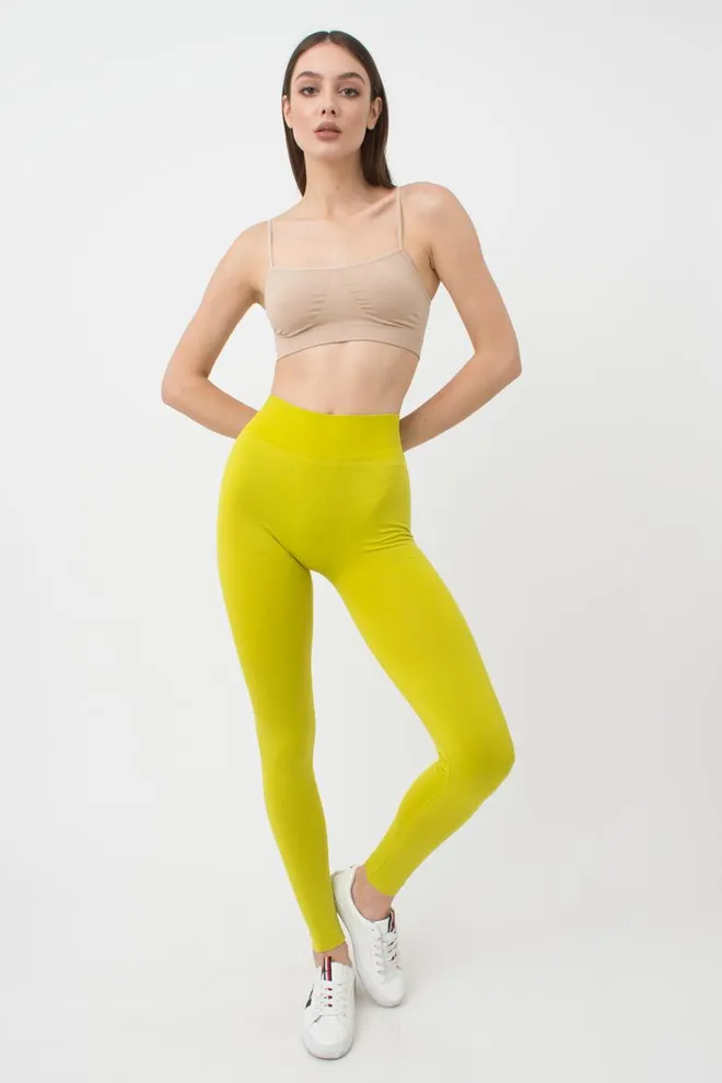 Безшовні спортивні легінси з мікрофібри LEGGINGS 02 Giulia (fragile sprout), зелений