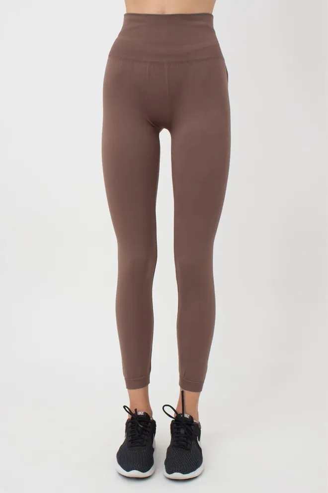 Безшовні спортивні легінси з мікрофібри LEGGINGS 02 Giulia (deep taupe), коричневий