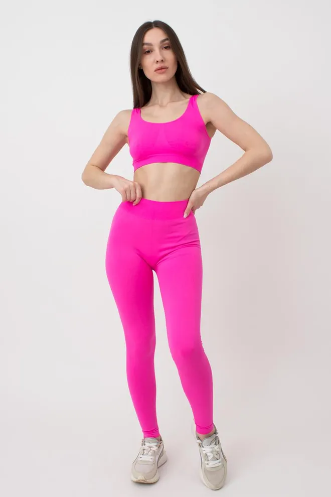 Безшовні спортивні легінси з мікрофібри LEGGINGS 02 Giulia (pink neon), рожевий