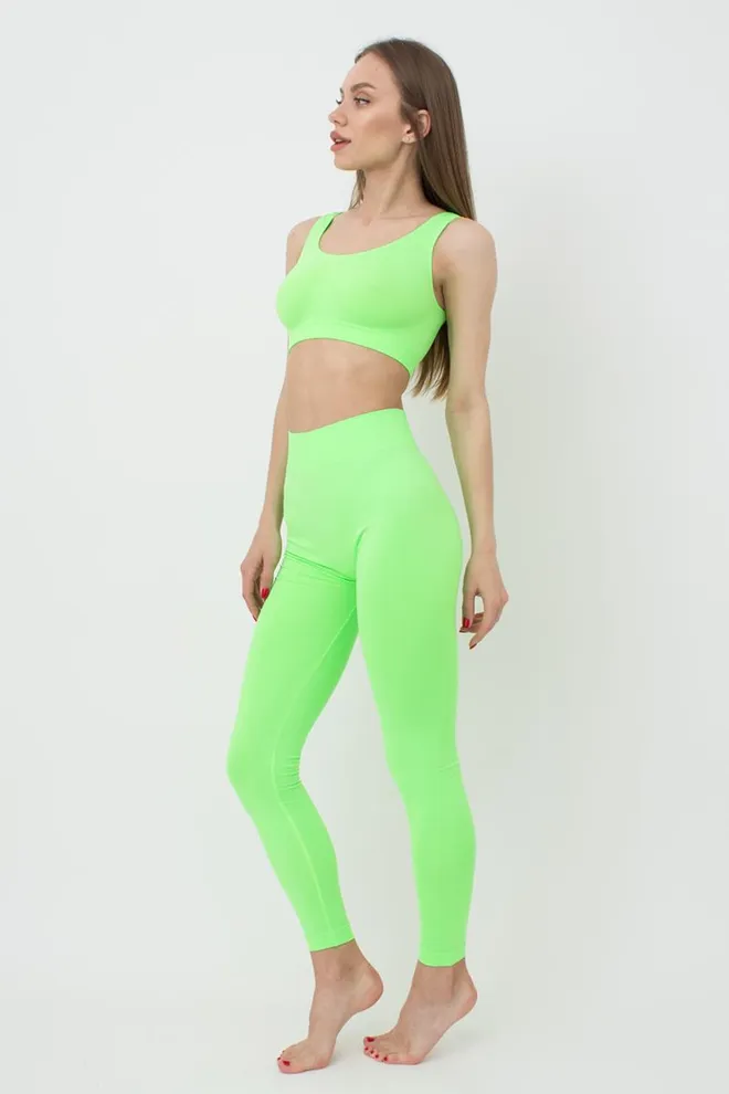 Безшовні спортивні легінси з мікрофібри LEGGINGS 02 Giulia (green neon), зелений