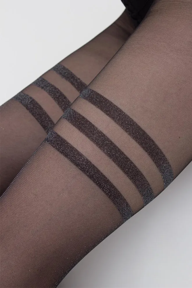 Колготки з імітацією панчіх Lima lurex 20 den model 2 Giulia (nero/silver), чорний