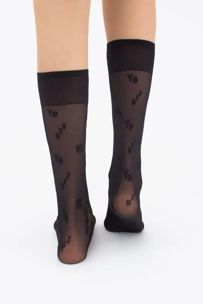 Детские капроновые гольфы с надписями LNG-13 Giulia (nero)