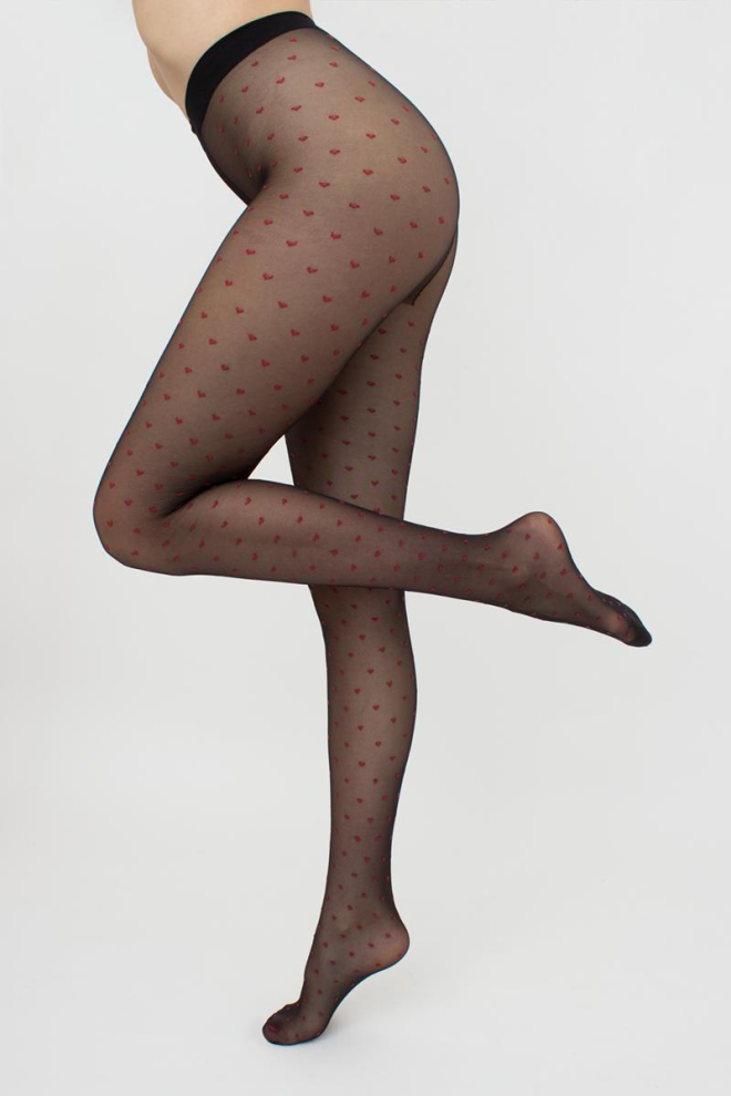 Колготки з малюнком сердечко Lovers 20 den model 4 Giulia (nero/rosso), чорний