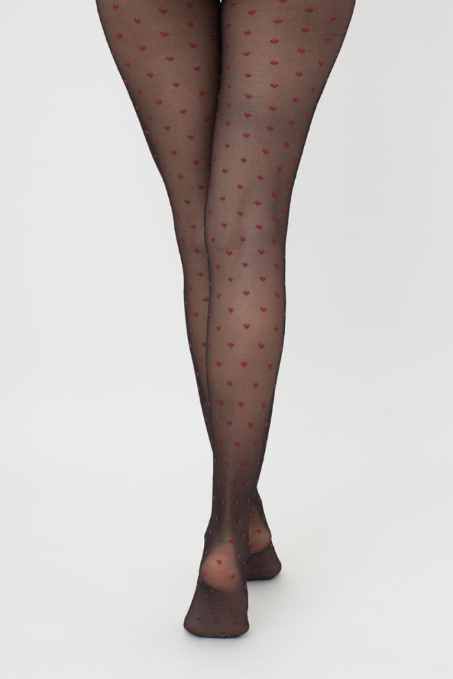 Колготки з малюнком сердечко Lovers 20 den model 4 Giulia (nero/rosso), чорний