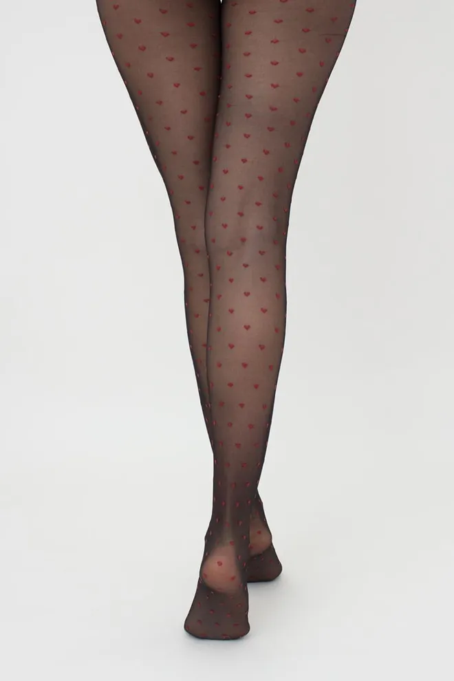 Колготки с рисунком сердечко Lovers 20 den model 4 Giulia (nero/rosso), черный