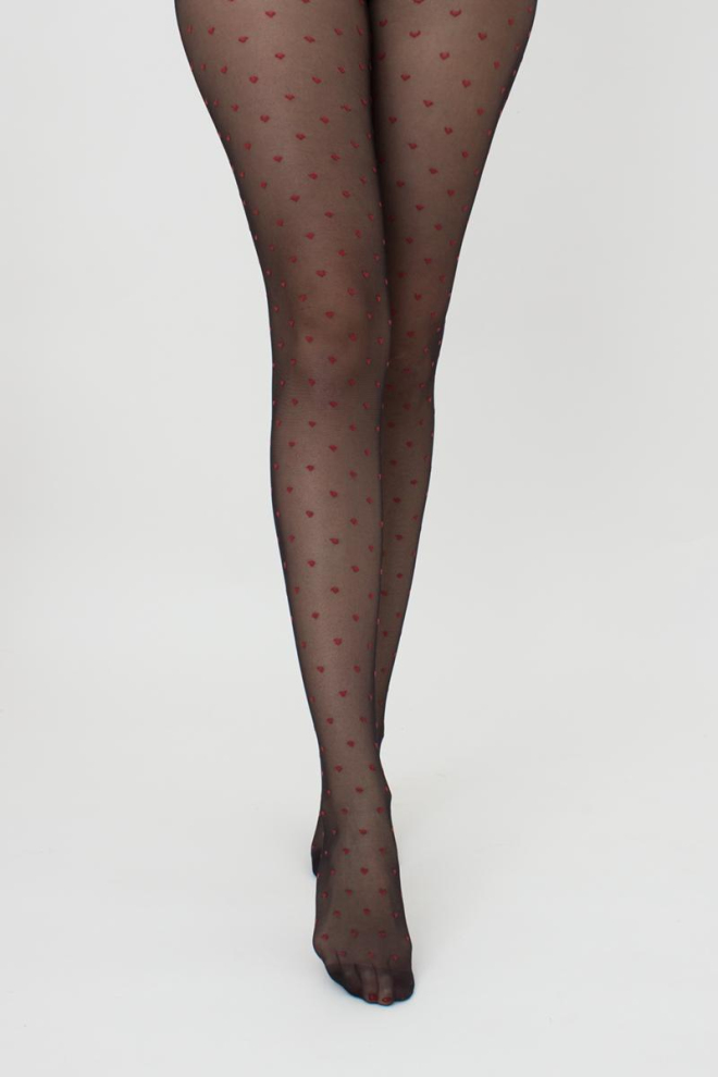 Колготки з малюнком сердечко Lovers 20 den model 4 Giulia (nero/rosso), чорний