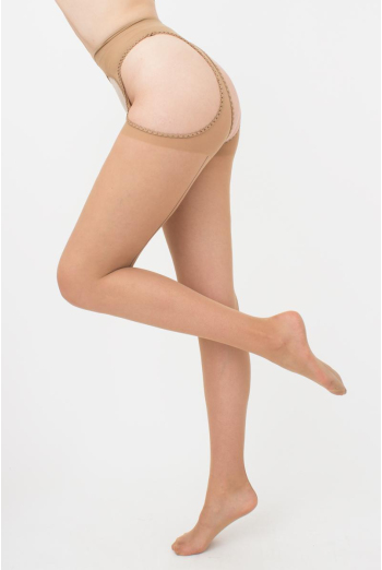 Колготки з еротичним вирізом Love chic 20 den model 1 Giulia (daino/nero)